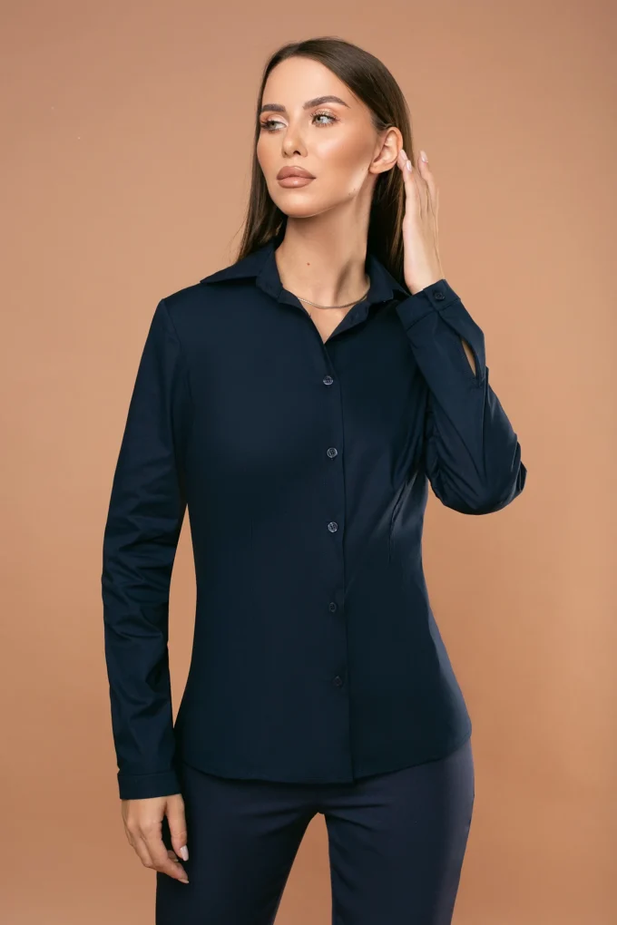Cămașă Lowery din poplin, bleumarin